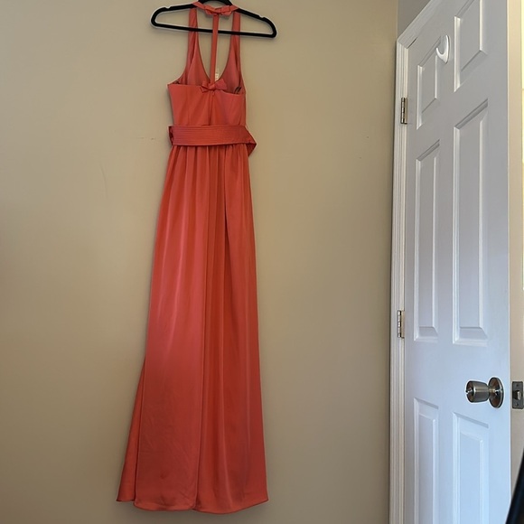 Vera Wang White Halter V-Neck Dress w/Sash Sunset Sz 10 NWT Bows Bridesmaid Chic - Picture 4 of 11